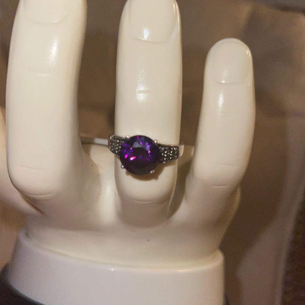 925 sterling silver ring purple zirconia